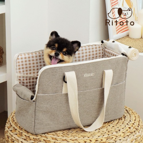 [리토토] 강아지 고양이 애견 이동가방 산책 캐리어 기내용 가방 베이지